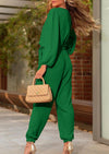 PRETTYGARDEN Women's Fall Jumpsuits Dressy Casual Pants Romper Spring Long Sleeve V Neck Belt Pockets One Piece Outfits