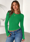 PRETTYGARDEN Womens Summer Fall Long Sleeve Shirts Ribbed Knit Fitted Basic Tee Going Out Tops Underscrub Casual Outfits