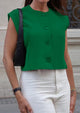 Dressy Business Casual Cap Sleeve Button Trendy Blazer Waistcoat Cardigan