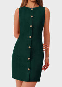 Business Sleeveless Button Down Elegant Work Office Formal Short Dresses