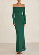 Off The Shoulder Bodycon Long Sleeve Mesh Maxi Dress