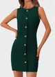 Business Sleeveless Button Down Elegant Work Office Formal Short Dresses