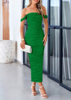 PRETTYGARDEN Womens Off The Shoulder Dress Ruched Bodycon Sleeveless Split Cocktail Party Maxi Dresses