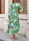 PRETTYGARDEN Women's Fall Boho Maxi Dresses Floral Long Sleeve V Neck Flowy Elegant Wedding Guest Dress Vacation Outfits