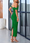 PRETTYGARDEN Womens Off The Shoulder Dress Ruched Bodycon Sleeveless Split Cocktail Party Maxi Dresses