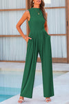 PRETTYGARDEN Womens Summer Jumpsuits Dressy Casual One Piece Outfits Sleeveless Mock Neck Wide Leg Pants Rompers with Pockets