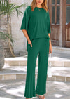 PRETTYGARDEN Women's 2 Piece Outfits Casual Short Sleeve Pullover Tops and Wide Leg Pants Lounge Sets Tracksuits