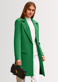 PRETTYGARDEN Women's Spring Fall Long Blazer Jackets Long Sleeve Lapel Pockets Loose Fit Work Casual Blazers Outerwear