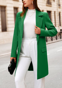 PRETTYGARDEN Women's Spring Fall Long Blazer Jackets Long Sleeve Lapel Pockets Loose Fit Work Casual Blazers Outerwear