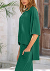 PRETTYGARDEN Women's 2 Piece Outfits Casual Short Sleeve Pullover Tops and Wide Leg Pants Lounge Sets Tracksuits