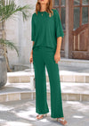PRETTYGARDEN Women's 2 Piece Outfits Casual Short Sleeve Pullover Tops and Wide Leg Pants Lounge Sets Tracksuits