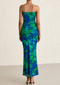 Printed Tube  Strapless Bodycon Sleeveless Maxi Dress