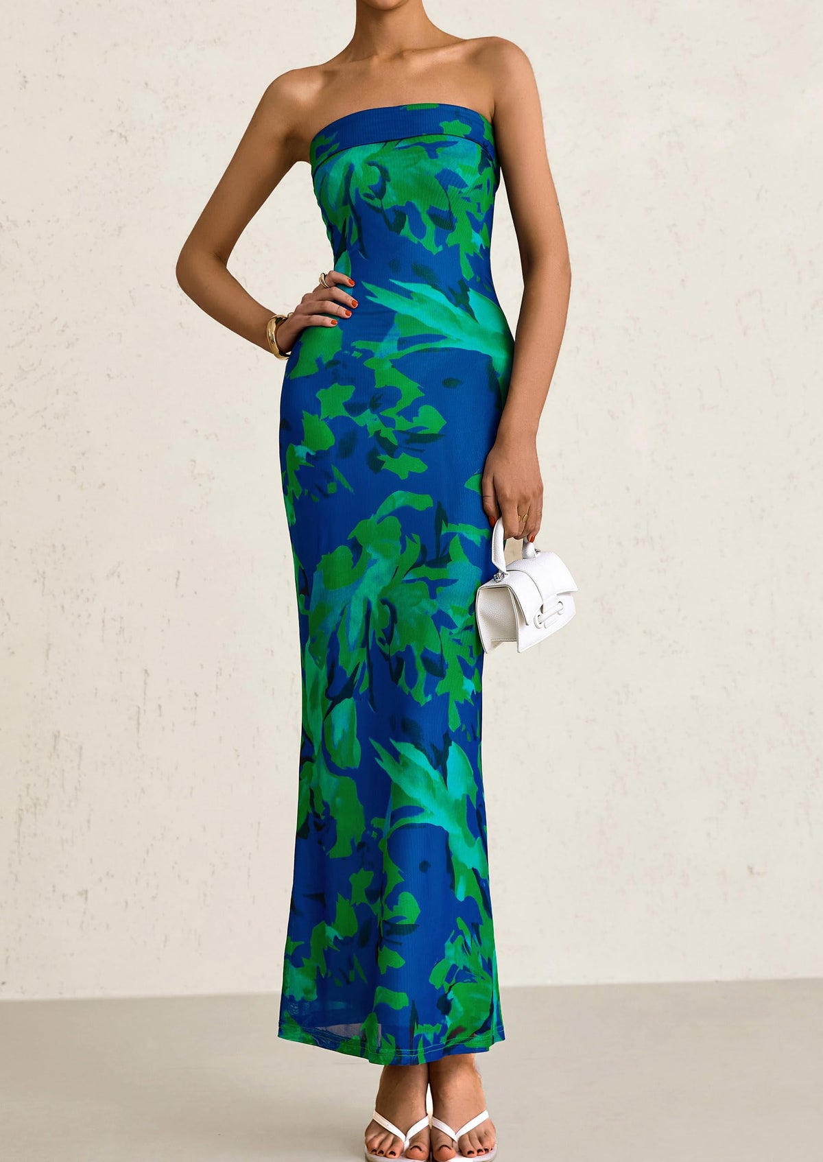Printed Tube  Strapless Bodycon Sleeveless Maxi Dress
