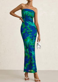 Printed Tube  Strapless Bodycon Sleeveless Maxi Dress