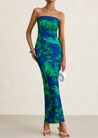 Printed Tube  Strapless Bodycon Sleeveless Maxi Dress