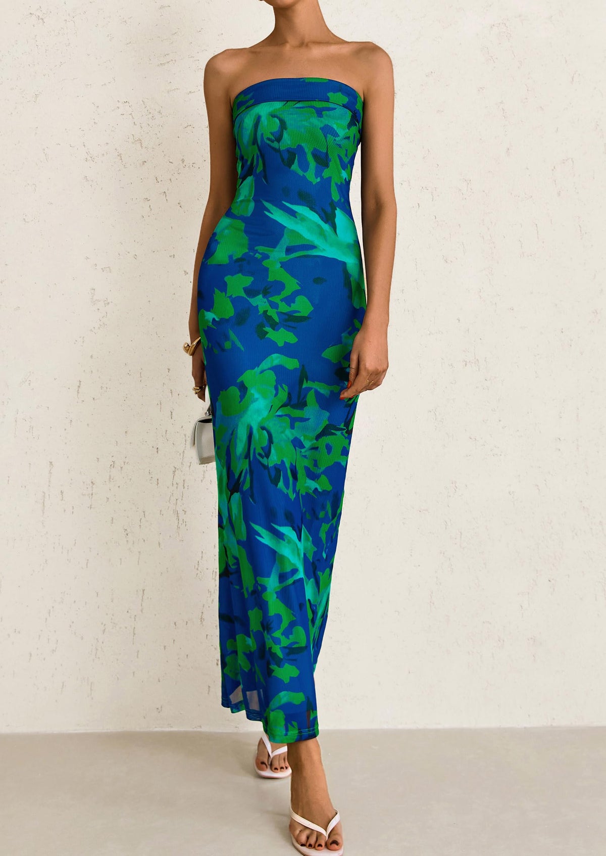 Printed Tube  Strapless Bodycon Sleeveless Maxi Dress