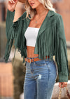 PRETTYGARDEN Women's Fringe Faux Suede Leather Jackets Fashion Tassel Motorcycle Cropped Coats