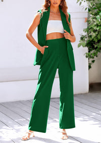 Sleeveless Suit Vest And Wide Leg Pants Business Casual Blazer Set