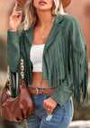 PRETTYGARDEN Women's Fringe Faux Suede Leather Jackets Fashion Tassel Motorcycle Cropped Coats