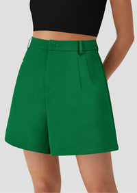 Elastic High Waisted Wide Leg Business Casual Dressy Shorts with Pockets
