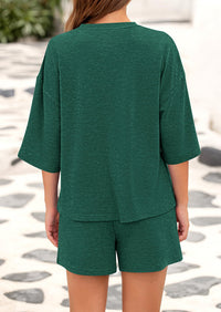 Short Sleeved Top And Casual Shorts 2-Piece Set With Pockets