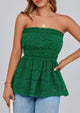 Boho Strapless Off Shoulder Eyelet Smocked Peplum Going Out Tube Tops