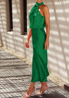PRETTYGARDEN Women's Summer Satin Dress Elegant Sleeveless Mock Neck Cocktail Party Maxi Dresses