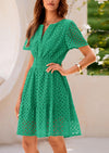 PRETTYGARDEN Women Summer V Neck A Line Hollow Out Casual Beach Party Dresses