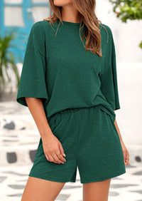 Short Sleeved Top And Casual Shorts 2-Piece Set With Pockets