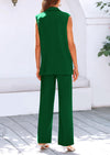 PRETTYGARDEN 2 Piece Outfits Sleeveless Suit Vest and Wide Leg Pants Business Casual Blazer Sets