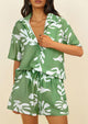 Casual Printed Beach Short Sleeve Tops Lounge Shorts Two Piece Sets