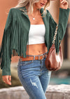 PRETTYGARDEN Women's Fringe Faux Suede Leather Jackets Fashion Tassel Motorcycle Cropped Coats