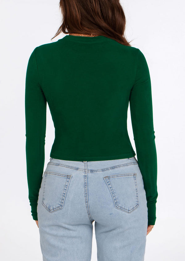 Long Sleeve Crop Tops Y2K Fashion Clothes Basic Slim Fit Blouses