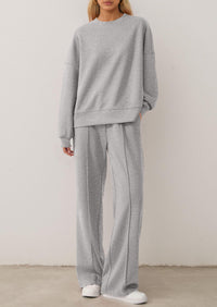 PRETTYGARDEN 2 Piece Sets For Women Fall Trendy Long Sleeve Sweatshirt Wide Leg Pants Loungewear Set Matching Sweatsuit