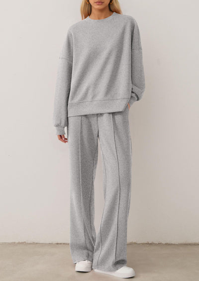 PRETTYGARDEN 2 Piece Sets For Women Fall Trendy Long Sleeve Sweatshirt Wide Leg Pants Loungewear Set Matching Sweatsuit