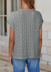 Casual Short Sleeve Crew Neck Knit Pullover Trendy Spring Outfits Sweater Vest