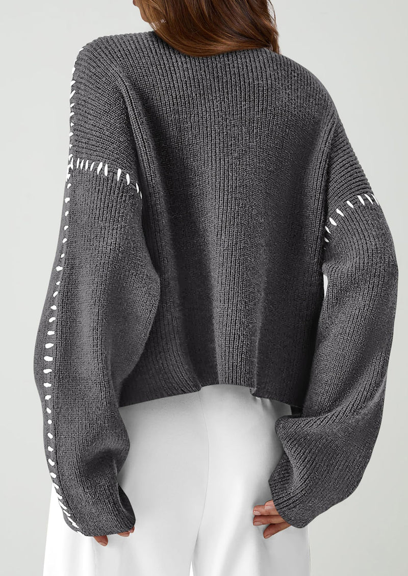 PRETTYGARDEN Women's Chunky Knit Sweaters Fall Long Sleeve Mock Neck Oversized Pullover Tops Winter Fashion Clothes