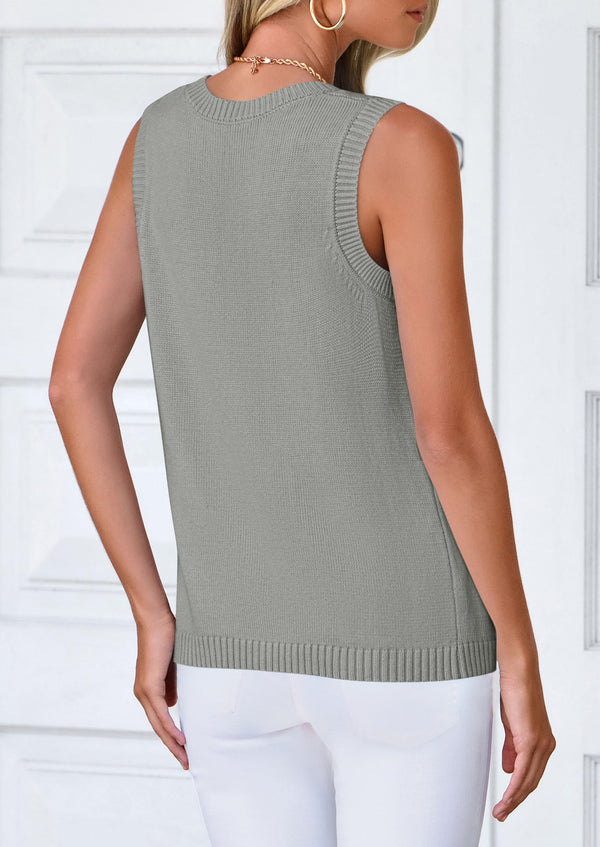 Sleeveless Button Down Business Casual Knit Tank Tops