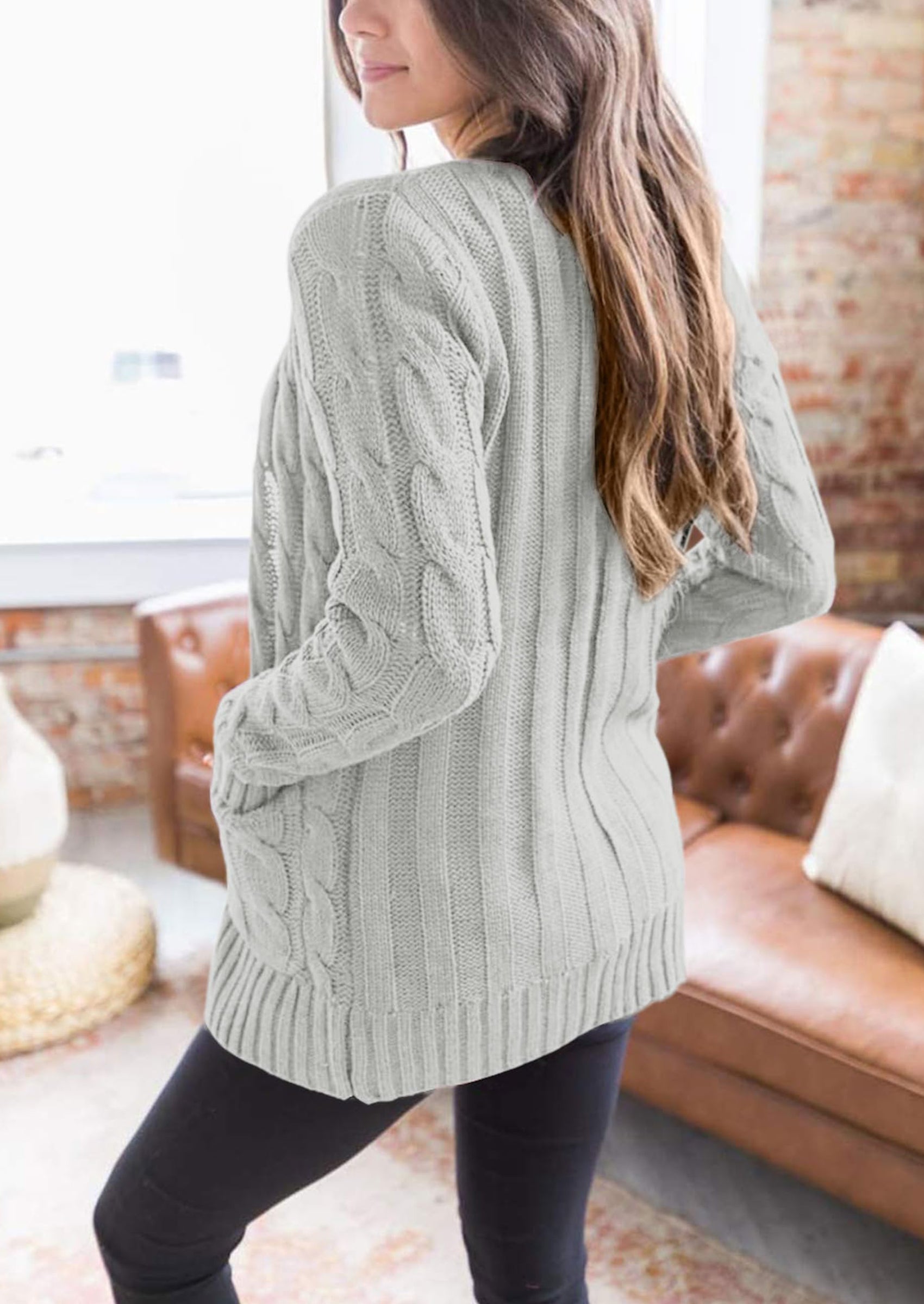 PRETTYGARDEN Women's Open Front Cardigan Sweaters Fall Fashion Button Down Cable Knit Chunky Winter Outerwear Coats
