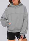 PRETTYGARDEN Womens Hoodies Cropped Fleece Sweatshirts Fall Fashion Quarter Zip Pullover Long Sleeve Tops Winter Clothes