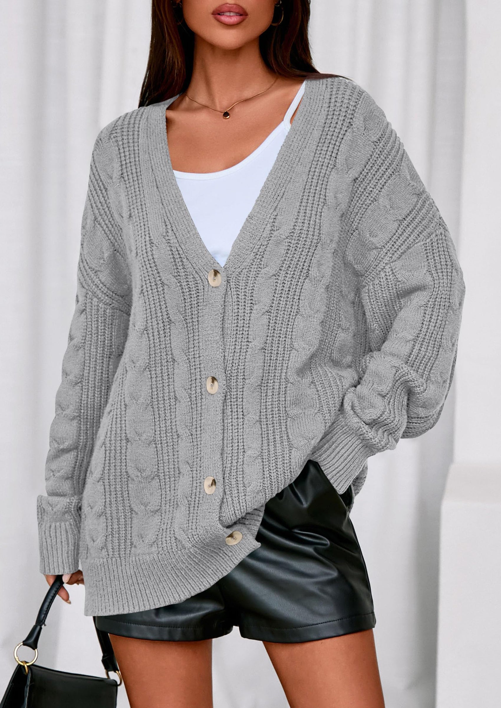 PRETTYGARDEN Women's Cable Knit Sweaters Fall Oversized Chunky Open Front Long Sleeve Cardigan Winter Coats