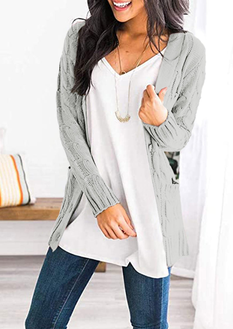 PRETTYGARDEN Women's Open Front Cardigan Sweaters Fall Fashion Button Down Cable Knit Chunky Winter Outerwear Coats