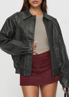PRETTYGARDEN Faux Leather Jacket Women Bomber Motorcycle Zip Up Jackets Oversized Fall Fashion Outfits Winter Coats