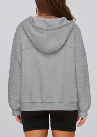 PRETTYGARDEN Womens Hoodies Cropped Fleece Sweatshirts Fall Fashion Quarter Zip Pullover Long Sleeve Tops Winter Clothes