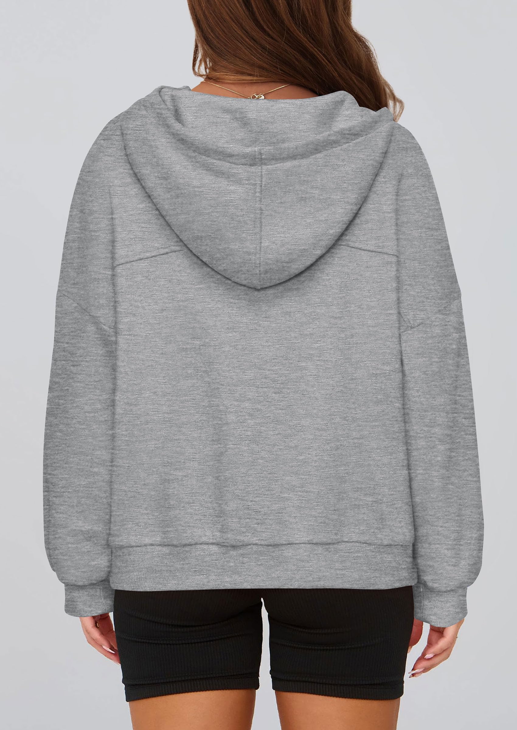 PRETTYGARDEN Womens Hoodies Cropped Fleece Sweatshirts Fall Fashion Quarter Zip Pullover Long Sleeve Tops Winter Clothes