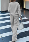 PRETTYGARDEN Casual Winter Two Piece Sets for Women V Neck Sweatshirt Loose Wide Leg Pants Tracksuit Knit Fall Outfits