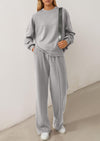 PRETTYGARDEN 2 Piece Sets For Women Fall Trendy Long Sleeve Sweatshirt Wide Leg Pants Loungewear Set Matching Sweatsuit