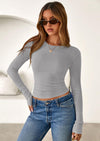 PRETTYGARDEN Womens Summer Fall Long Sleeve Shirts Ribbed Knit Fitted Basic Tee Going Out Tops Underscrub Casual Outfits