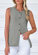 Sleeveless Button Down Business Casual Knit Tank Tops