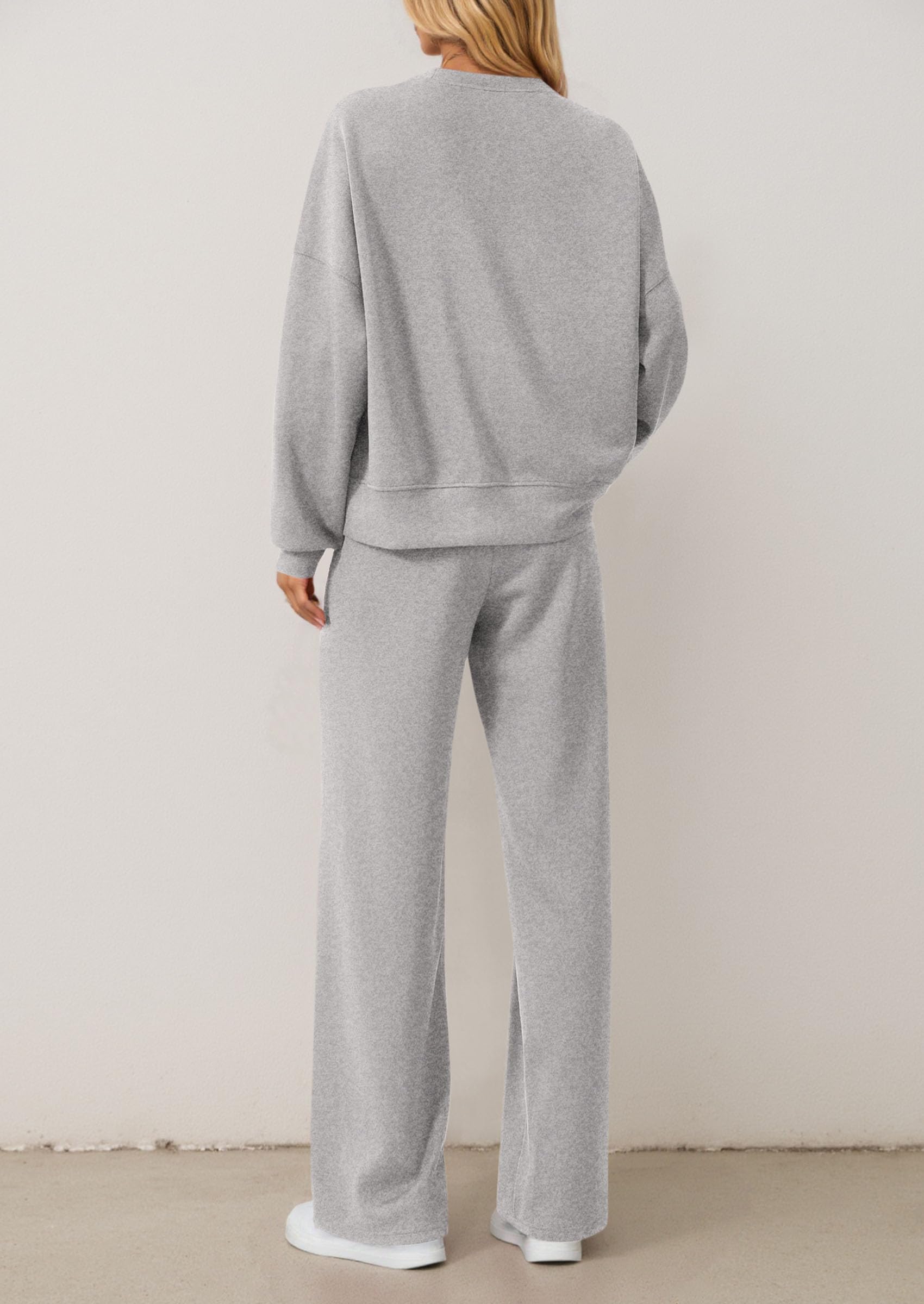 PRETTYGARDEN 2 Piece Sets For Women Fall Trendy Long Sleeve Sweatshirt Wide Leg Pants Loungewear Set Matching Sweatsuit